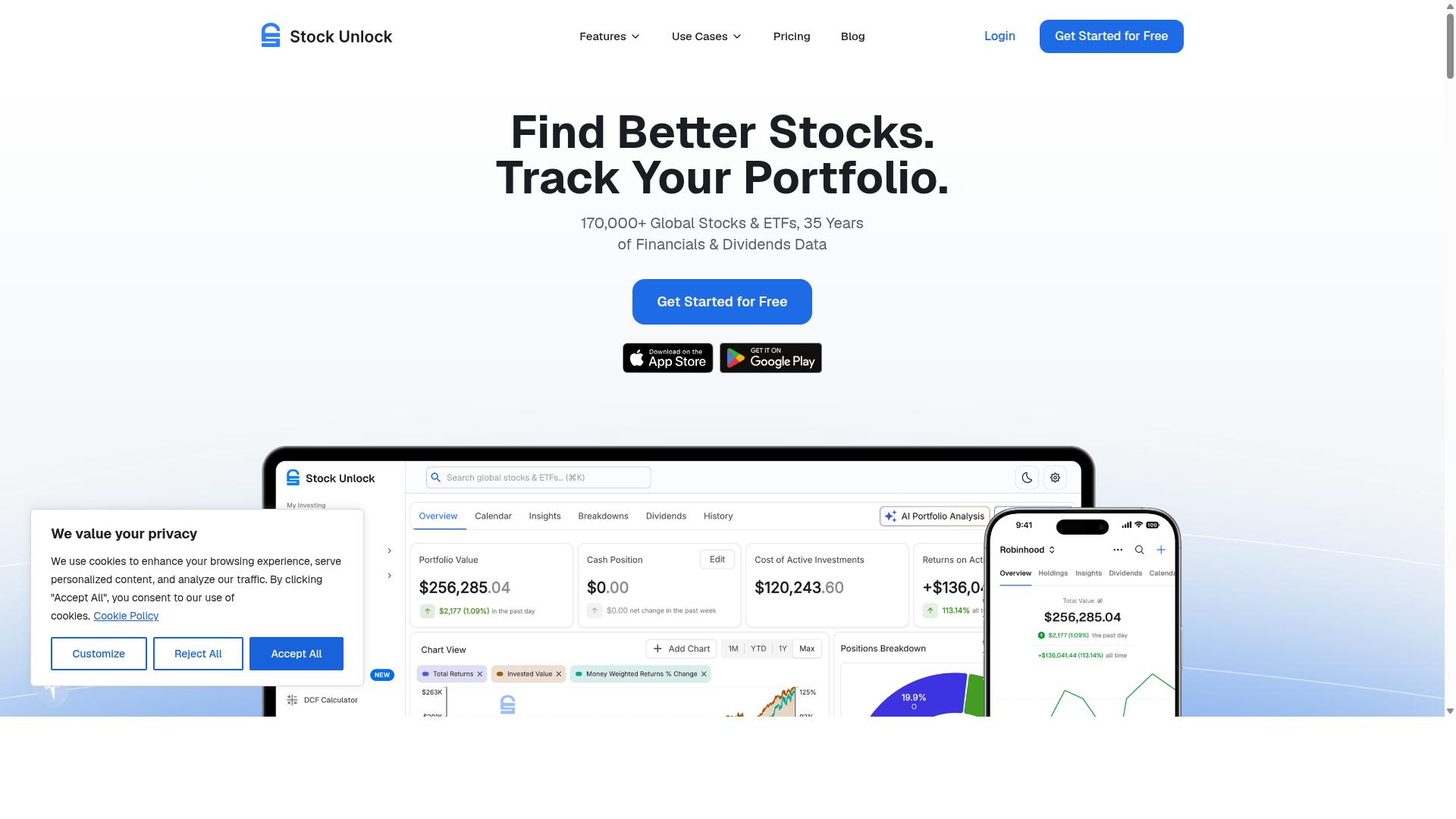 Stock Unlock website